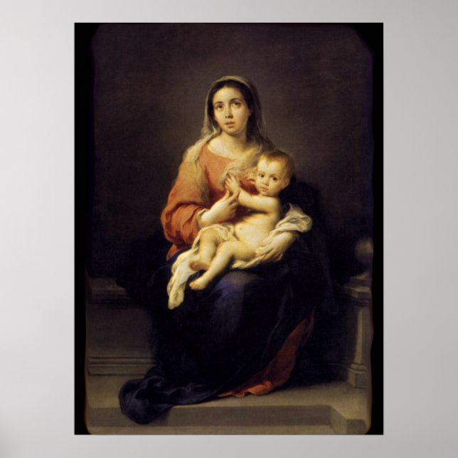 Póster Madonna y niño - Virgen María - Murillo (Frente)