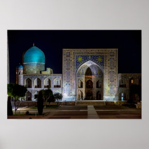 Póster Madrasah Tilya-Kori en la plaza Registan - Samarca