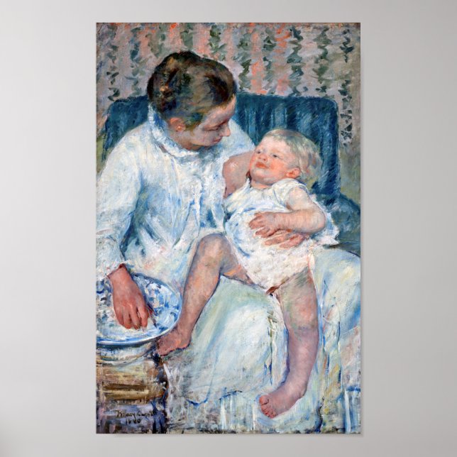 Póster Madre a punto de lavar a su hijo somnoliento, Cass (Frente)