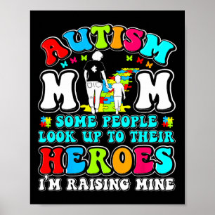 Póster Madre autista criando héroe Madre Hijo Conciencia