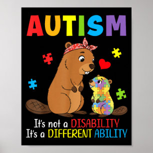 Póster Madre Conciencia del Autismo Beaver Capacidad Dife