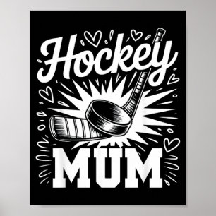 Póster Madre de Hockey Corazón Familia Día de las Madres 