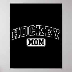 Póster Madre de hockey divertida letras atléticas día de