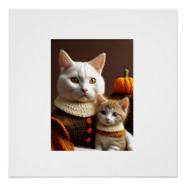 Póster Madre De Peregrino Temprana Gata Y Su Gatito