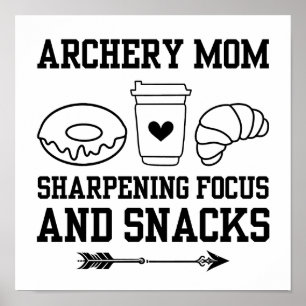 Póster Madre de tiro con arco agudizando foco y refrigeri