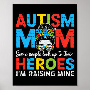 Póster Madre del autismo criando a héroe graciosa amante
