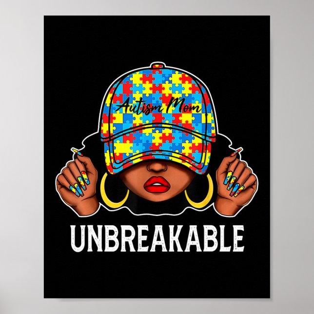 Póster Madre del autismo, inquebrantable conciencia del a (Frente)