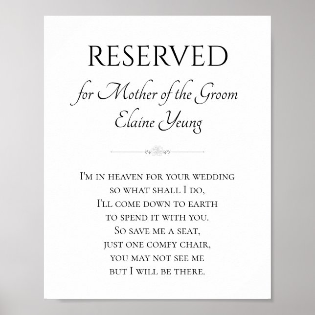 Póster Madre del novio, estoy en el Boda conmemorativo de (Frente)