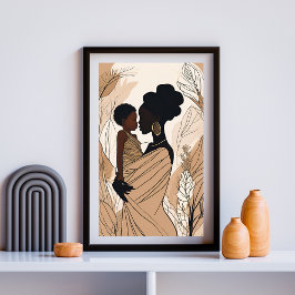Póster Madre e hija afro