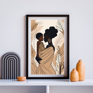 Póster Madre e hija afro 