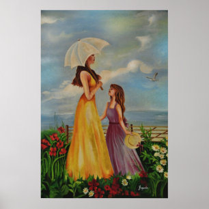 Póster ¡Madre e hija afuera en un día hermoso!