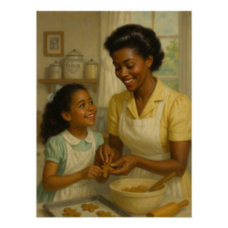 Póster Madre e hija preparando galletas juntas