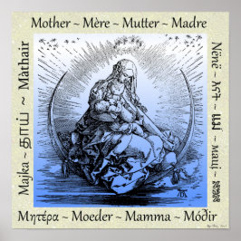 Póster Madre e hijo de Albrecht Dürer en luna creciente