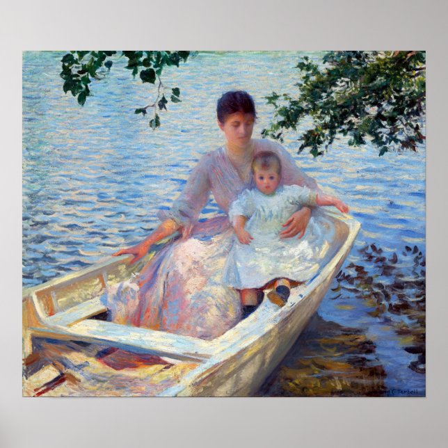Póster Madre e hijo de Edmund Charles Tarbell en un barco (Frente)