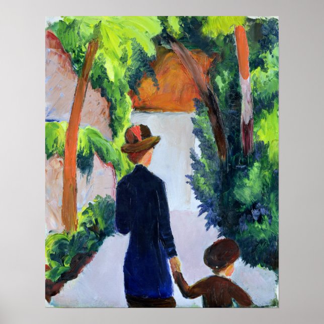 Póster Madre e hijo en el parque, 1914 (Frente)