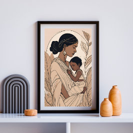 Póster Madre e hijo indios