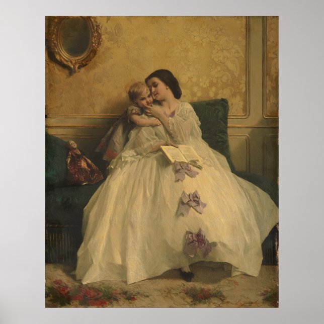 Póster Madre e hijo por Gustave Leonard de Jonghe (Frente)
