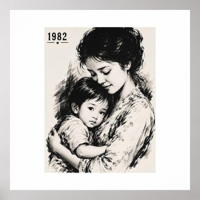 Póster Madre e hijo vintage 1982 (Frente)