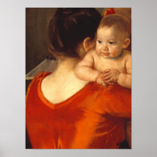 Póster Madre en rojo con niño