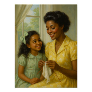 Póster Madre enseñando a la hija a amarse