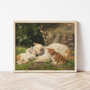 Póster Madre gata con gatitos   Julius Adam el Joven