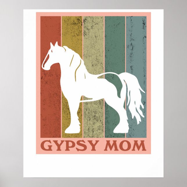 Póster Madre Gitana Caballo Gypsy Vanner (Frente)