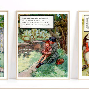 Póster Madre Goma Nursery Rhyme Pat A Nursera De Pastel