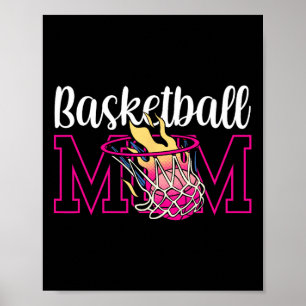 Póster Madre jugadora de equipo de baloncesto, entrenador