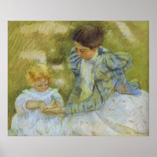 Póster Madre jugando con su hijo. c.1897, Mary Cassat