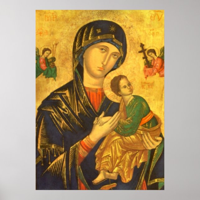 Póster Madre María Madonna y niño niño niño niño Jesús Po (Frente)