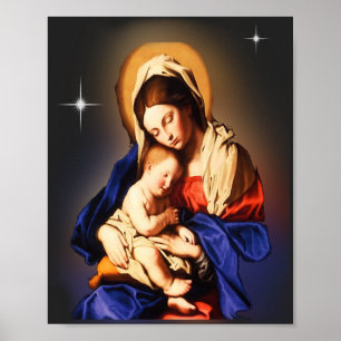 Póster Madre María y niño Jesús