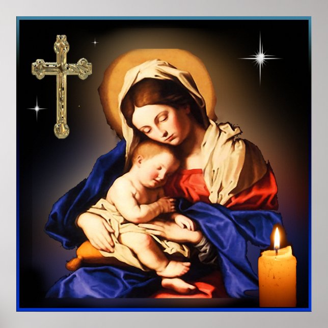 Póster Madre María y Niño Jesús (Frente)