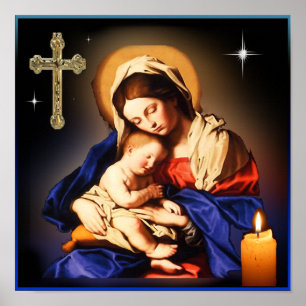Póster Madre María y Niño Jesús