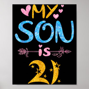 Póster Madre padre mamá papá feliz cumpleaños hijo tiene