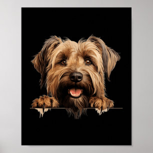Póster Madre Perro Briard Padre Puppy Espiando
