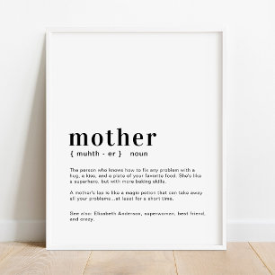 Póster Madre personalizado, Mamá, definición de madre Día