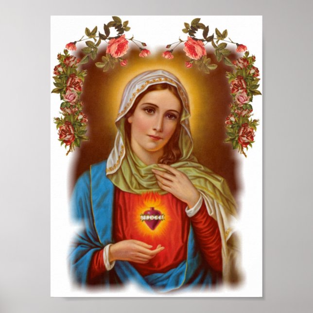 Póster Madre santa de la Virgen María, santa maría, vinta (Frente)
