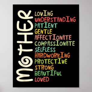 Póster Madre significa camiseta que amo a mamá Día de la 