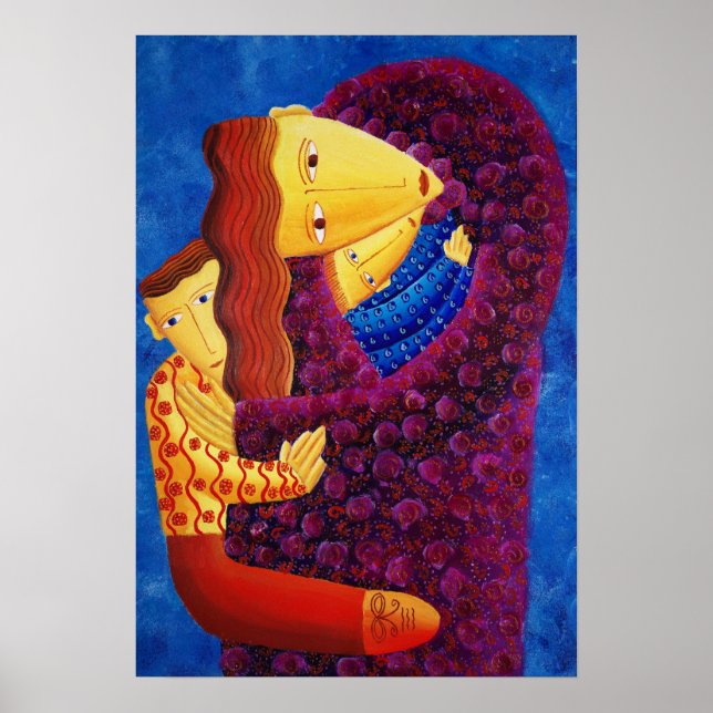 Póster Madre sosteniendo a sus dos hijos (Frente)