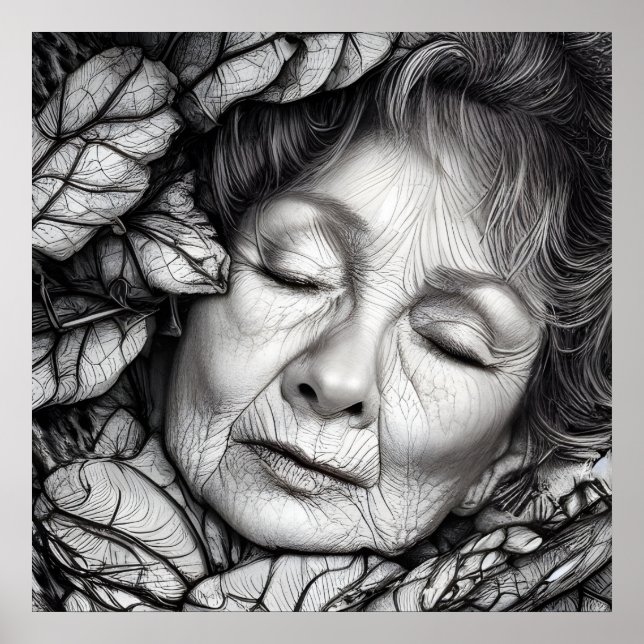 Póster Madre Tierra Dormida Entre Las Hojas (Frente)