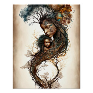 Póster Madre Tierra e hijo