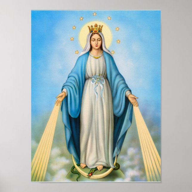 Póster Madre virgen Santa María, plantilla de madre de Di (Frente)