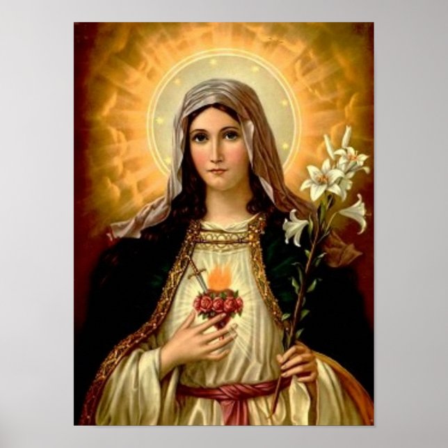 Póster Madre virgen Santa María, plantilla de madre de Di (Frente)