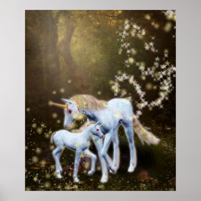Póster Madre y bebé unicornio (Frente)