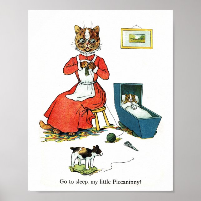 Póster Madre y gato bebé, Louis Wain (Frente)