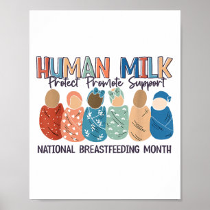 Póster Madres de Leche Humana Leche S Mes Nacional de Lac