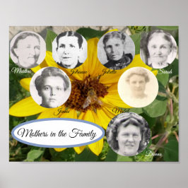 Póster Madres en familia foto girasol y abeja