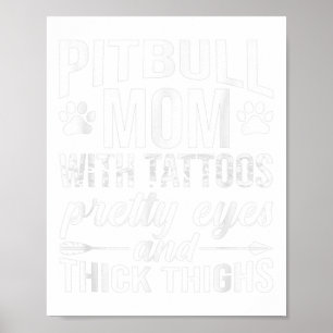 Póster Madres Pitbull Con Tattoos Bonitos Ojos Gruesos
