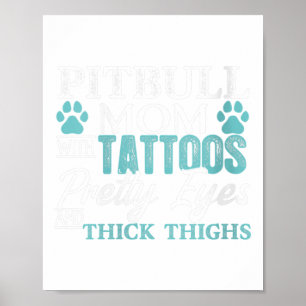Póster Madres Pitbull Mamá Tattoos Perro Amante de madres