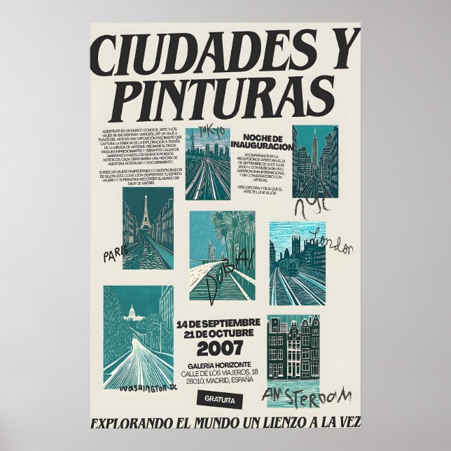 Póster Madrid Art Exhibition Poster Spanish Cityscape (Frente)